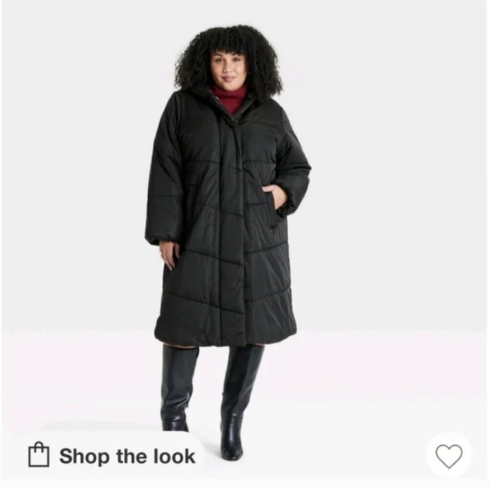 Ava & Viv Black Hooded Puffer Jacket plus size 3x